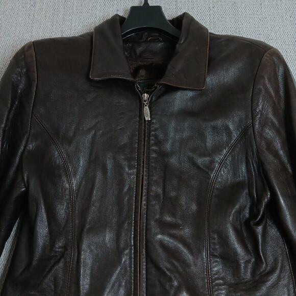 James & John ITALY Vintage Leather Jacket Womens Medium Euro4X Saddle Brown Boho - Picture 5 of 16